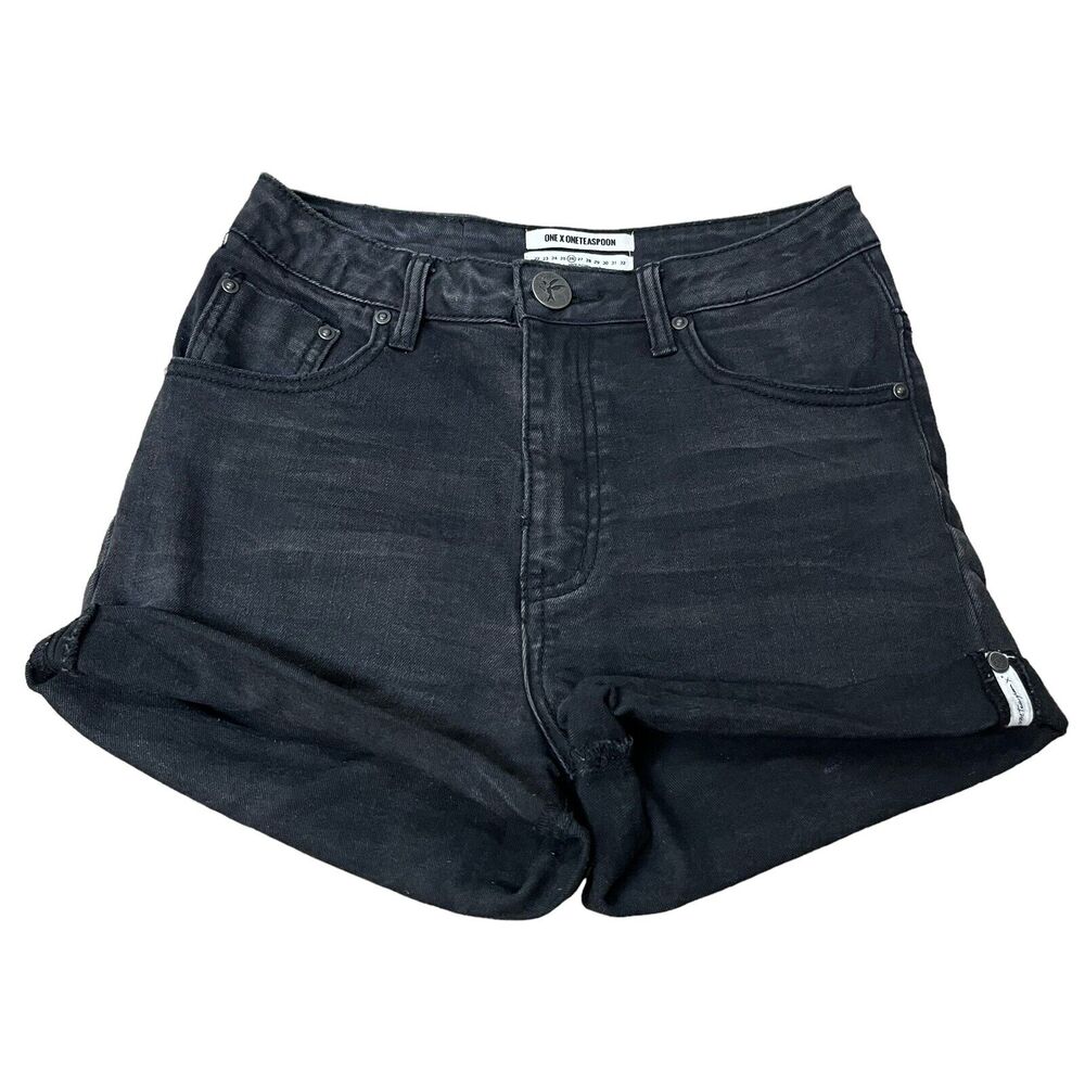 One Teaspoon Black High-Rise Denim Shorts